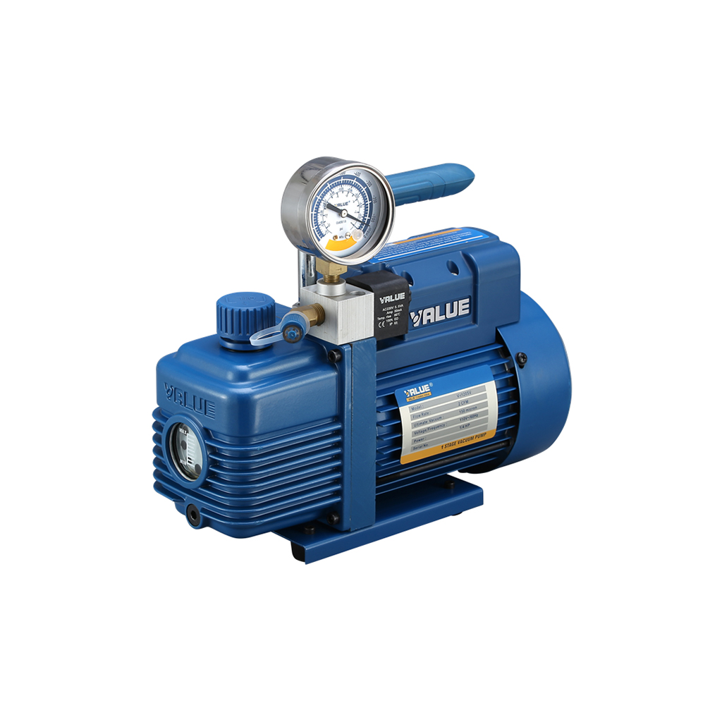 BOMBA VACIO 1/2HP 4CFM-15MICRON / 2 ETAPAS C/VACUOMETRO 220V-60HZ V-i240SV VALUE
