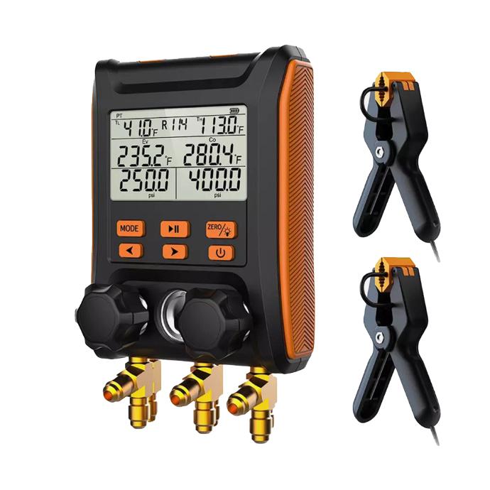 JUEGO MANOMETRO DIGITAL 2 VIAS C/SENSOR DE TEMP. + % DE FUGA & BLUETOOTH MS-1000S ELITECH