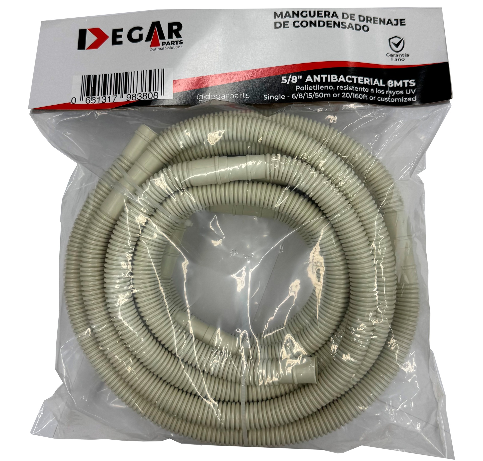 MANGUERA DRENAJE DE CONDENSADO 5/8" ANTIBACTERIAL 8MTS DEGAR
