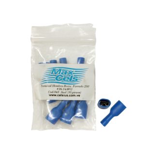 TERMINAL HEMBRA RECTA FORRADO 250" (AZUL) 043 16-14AWG (BOLSITA 10 PZAS)